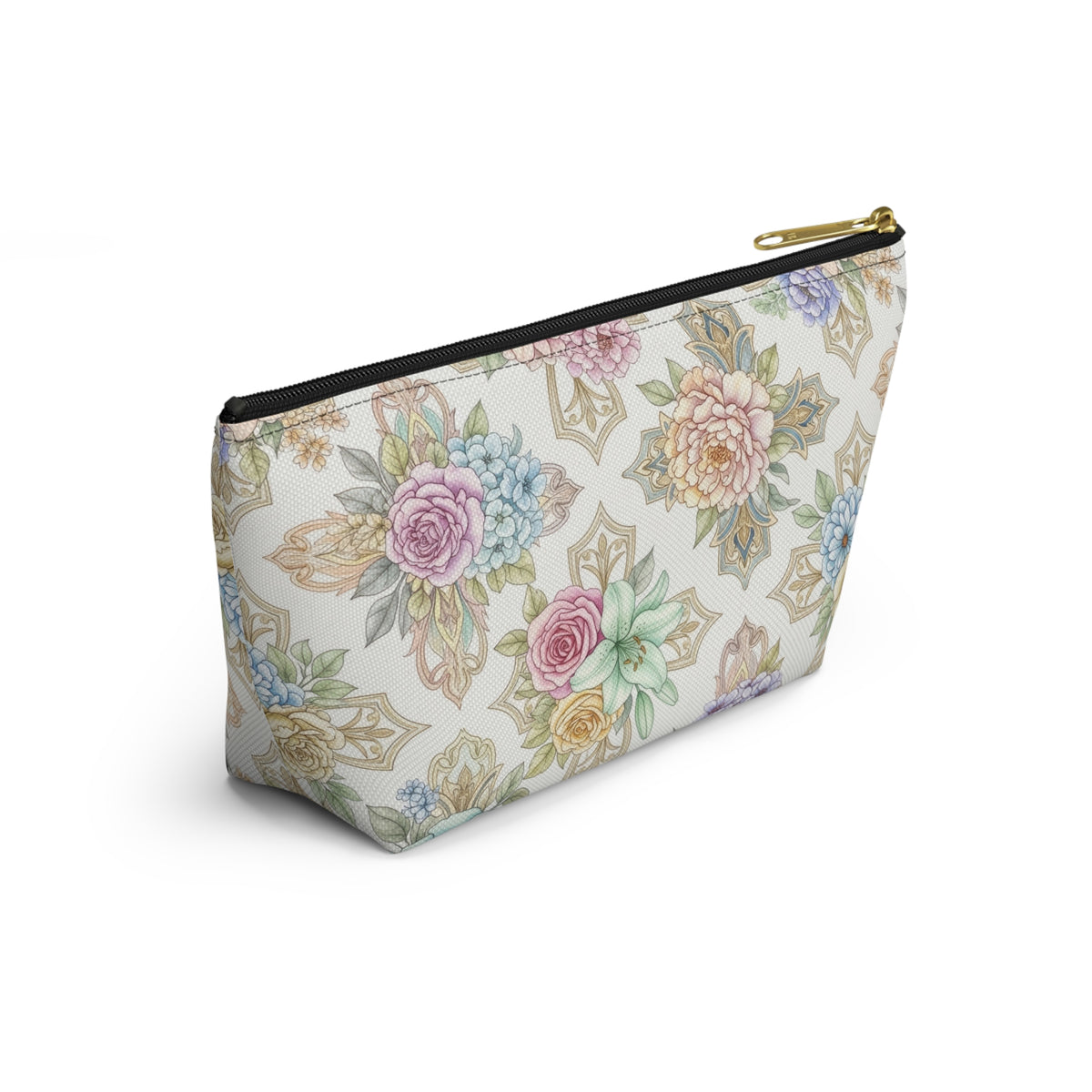Floral Medallion Accessory Pouch — T‑Bottom Cosmetic Bag, Christian