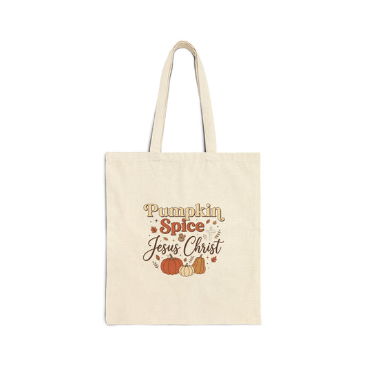 Pumpkin Spice and Jesus Christ Tote Bag, Fall Autumn, Christian