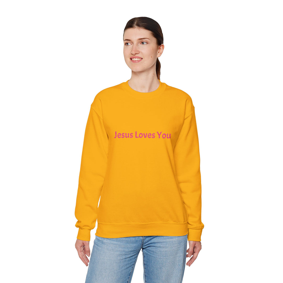 Jesus Loves You Embroidered Crewneck Sweatshirt | Religious Faith Tee, Christian Clothing