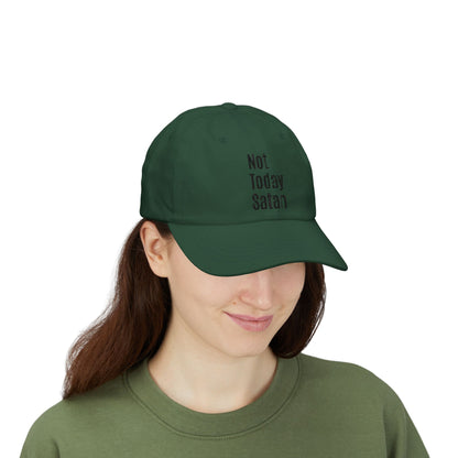 Not Today Satan Dad Cap — Embroidered Cross Baseball Hat Christian
