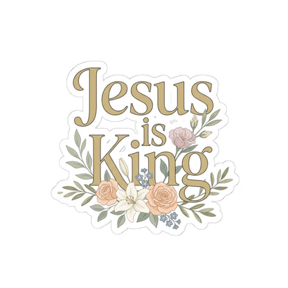 Floral "Jesus is King" Kiss-Cut Stickers