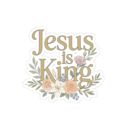 Floral "Jesus is King" Kiss-Cut Stickers
