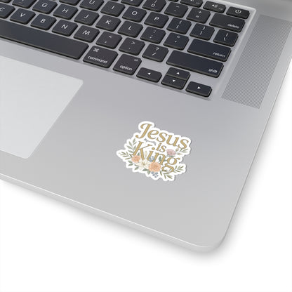Floral "Jesus is King" Kiss-Cut Stickers