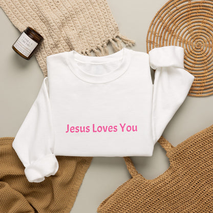 Jesus Loves You Embroidered Crewneck Sweatshirt | Religious Faith Tee, Christian Clothing