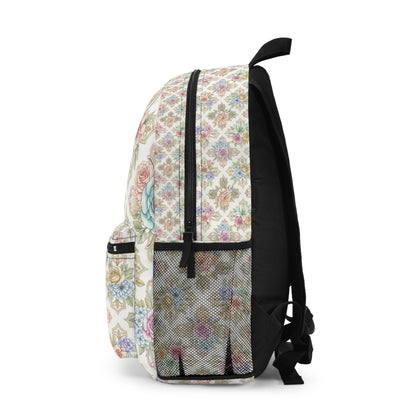 Floral Vintage Damask Backpack – Pastel Rose Pattern School & Travel Bag, Christian