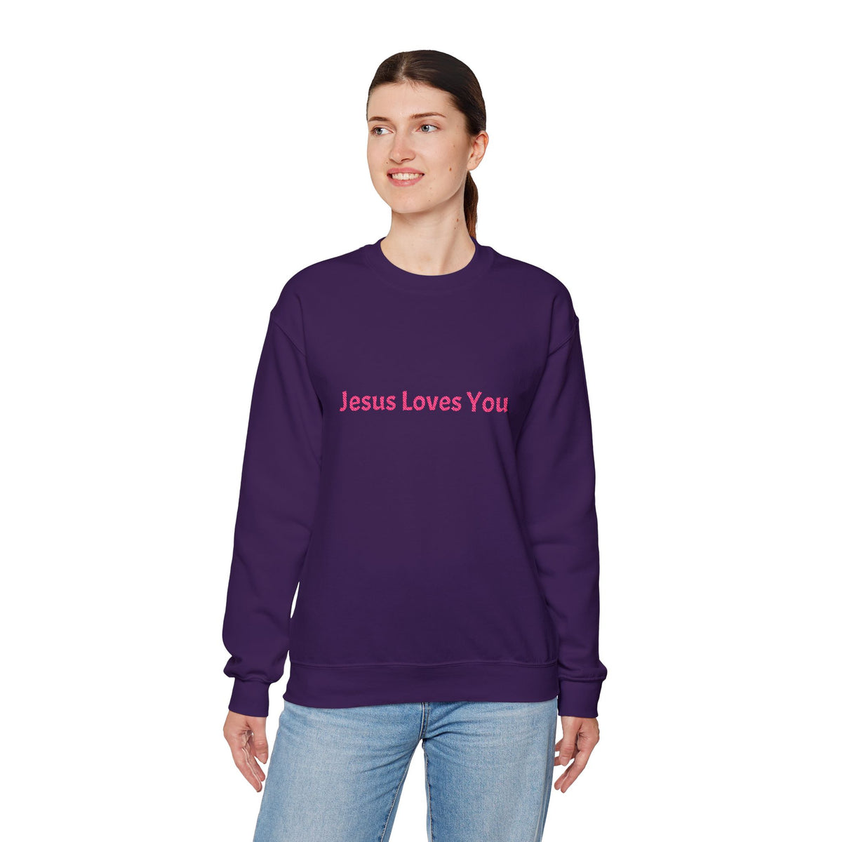 Jesus Loves You Embroidered Crewneck Sweatshirt | Religious Faith Tee, Christian Clothing