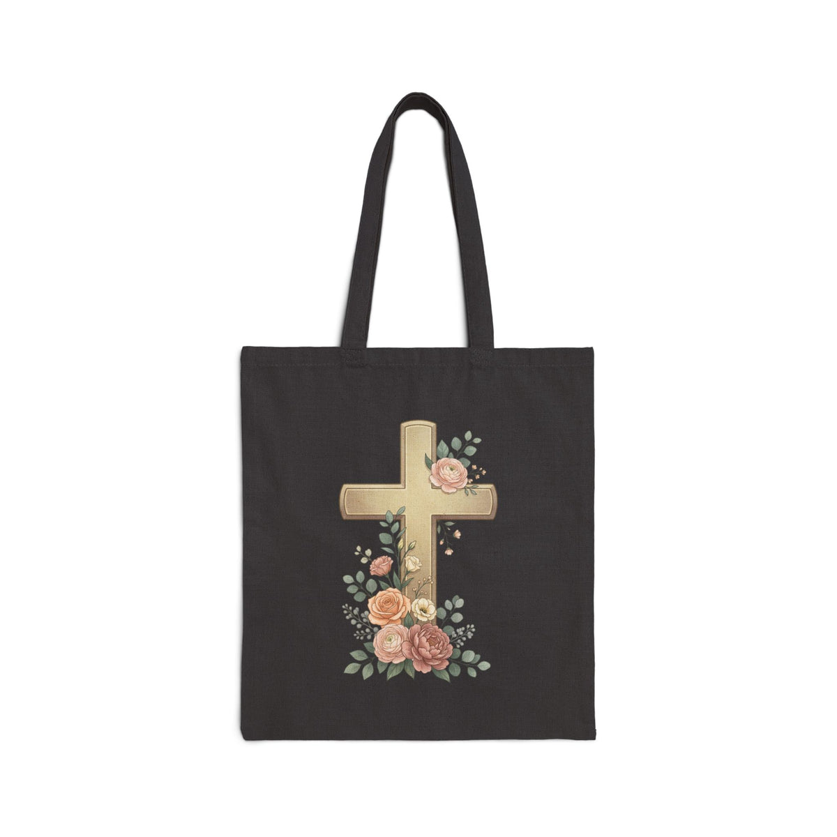 Jesus Is King Tote Bag | Floral Cross Christian Canvas Tote