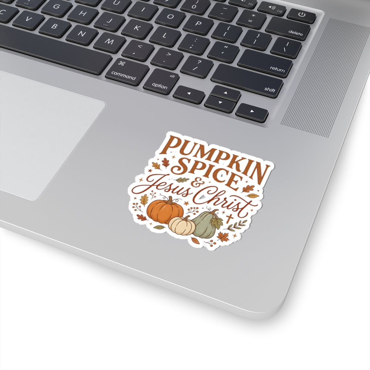 Pumpkin Spice & Jesus Christ Sticker — Fall Faith Vinyl Kiss-Cut Sticker
