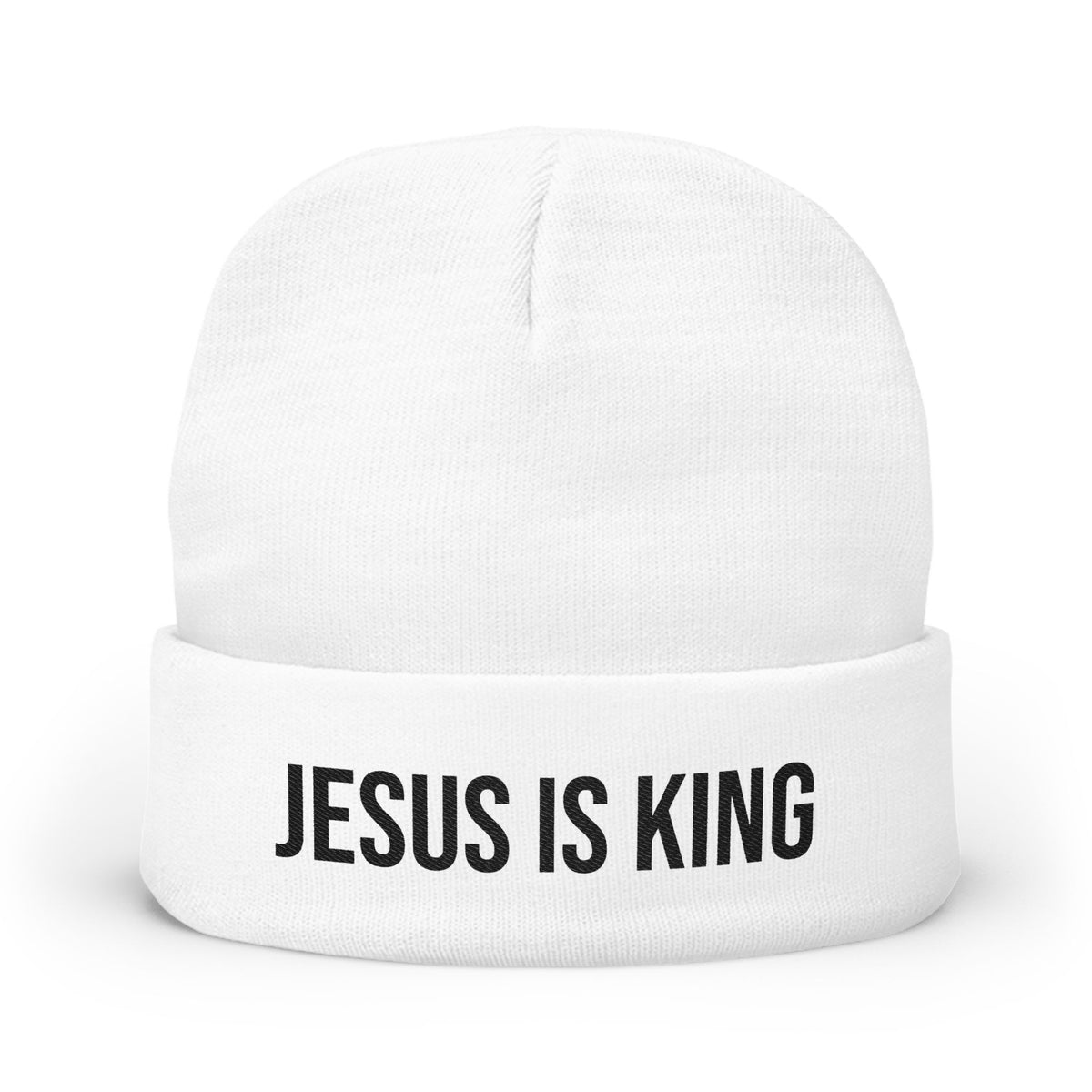 Jesus Is King Knit Beanie — Embroidered Christian Winter Hat