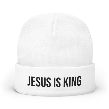 Jesus Is King Knit Beanie — Embroidered Christian Winter Hat
