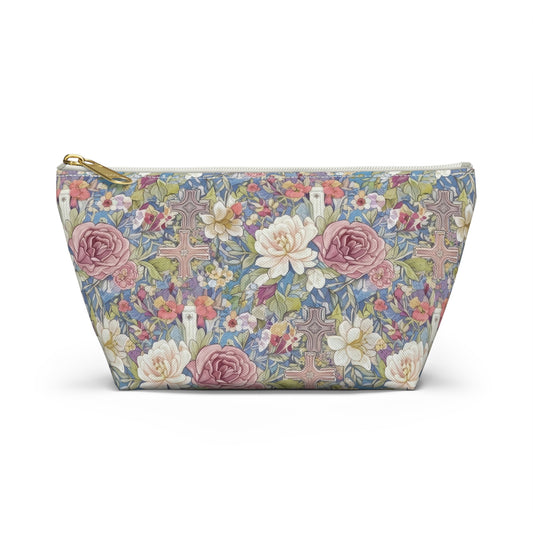 Accessory Pouch w T-bottom, Vintage, Floral, Christain
