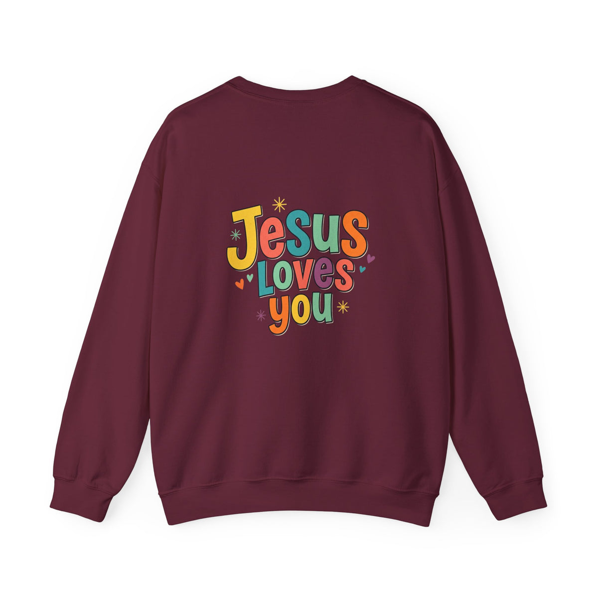 Jesus Loves You Crewneck Sweatshirt | Colorful Retro Faith Design