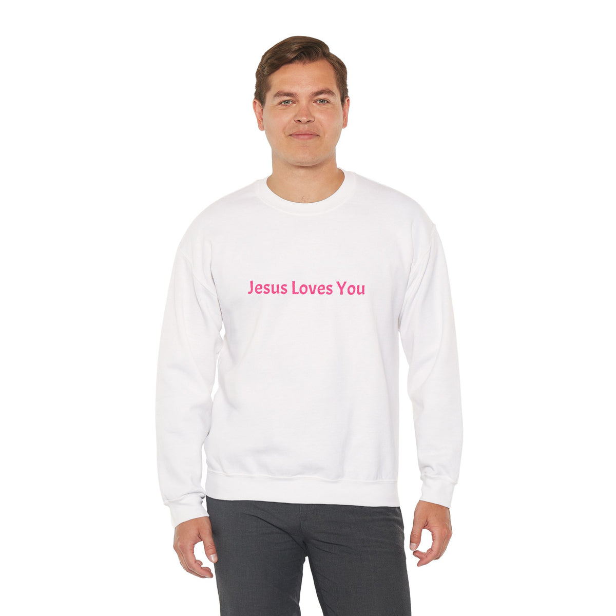 Jesus Loves You Embroidered Crewneck Sweatshirt | Religious Faith Tee, Christian Clothing