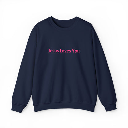 Jesus Loves You Embroidered Crewneck Sweatshirt | Religious Faith Tee, Christian Clothing