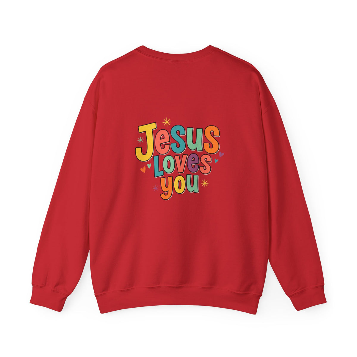 Jesus Loves You Crewneck Sweatshirt | Colorful Retro Faith Design