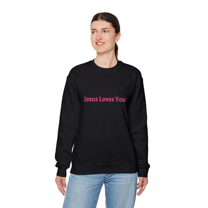 Jesus Loves You Embroidered Crewneck Sweatshirt | Religious Faith Tee, Christian Clothing