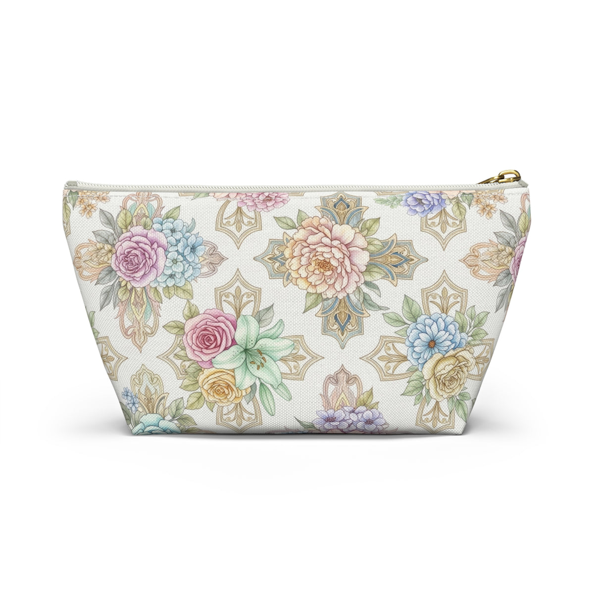 Floral Medallion Accessory Pouch — T‑Bottom Cosmetic Bag, Christian