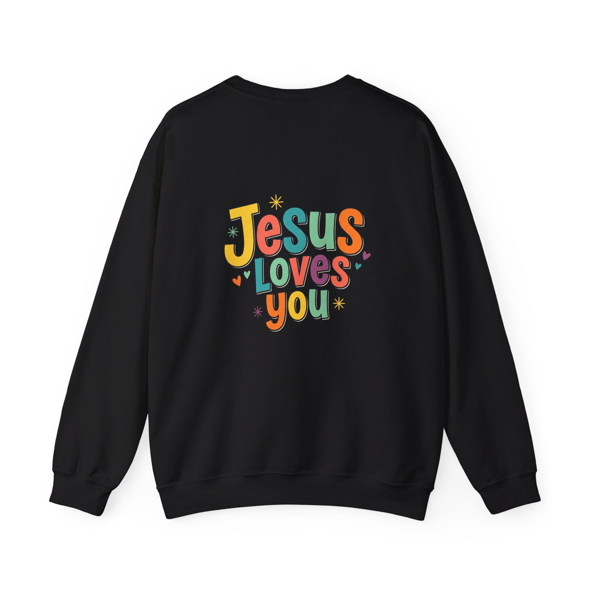 Jesus Loves You Crewneck Sweatshirt | Colorful Retro Faith Design