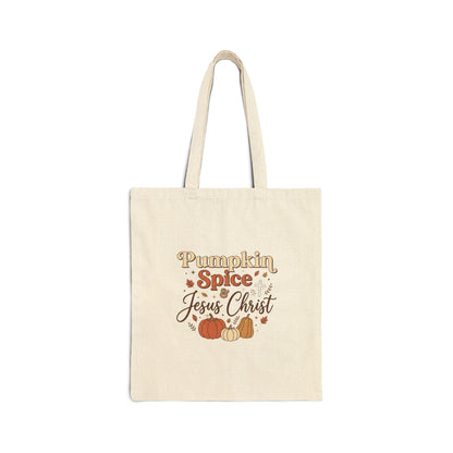 Pumpkin Spice and Jesus Christ Tote Bag, Fall Autumn, Christian