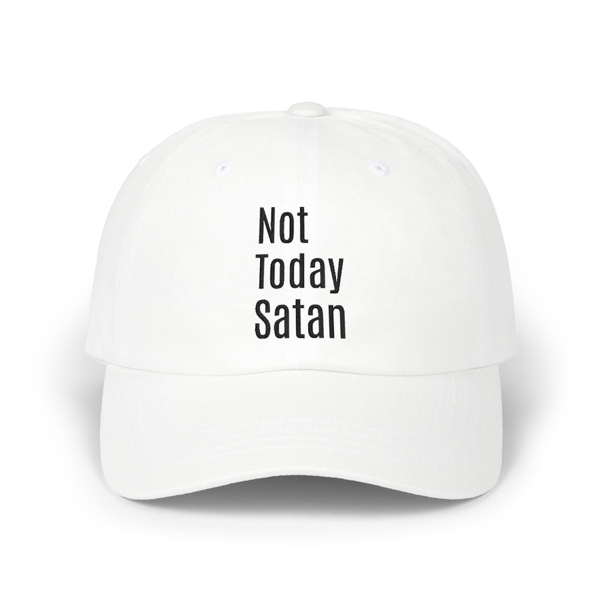 Not Today Satan Dad Cap — Embroidered Cross Baseball Hat Christian
