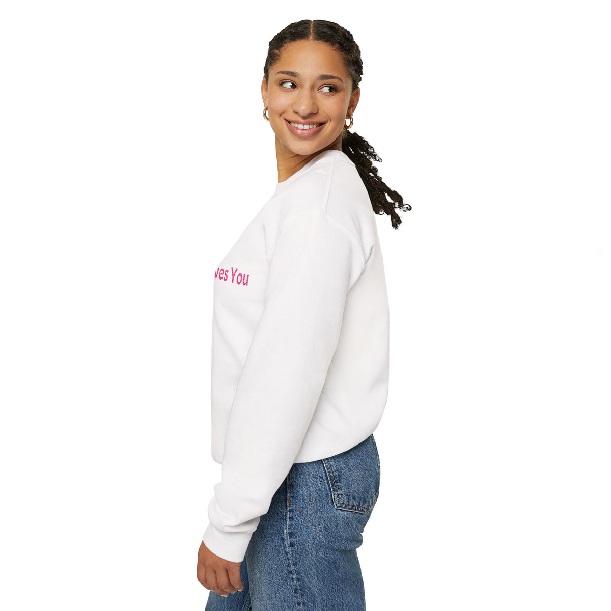Jesus Loves You Embroidered Crewneck Sweatshirt | Religious Faith Tee, Christian Clothing