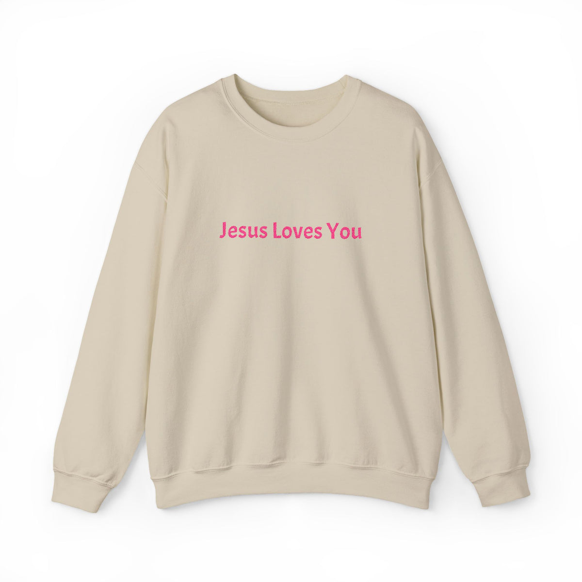 Jesus Loves You Embroidered Crewneck Sweatshirt | Religious Faith Tee, Christian Clothing