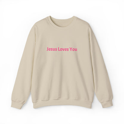 Jesus Loves You Embroidered Crewneck Sweatshirt | Religious Faith Tee, Christian Clothing