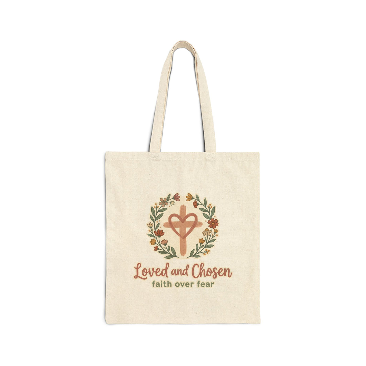 Loved and Chosen cross wreath Tote Bag | faith over fear