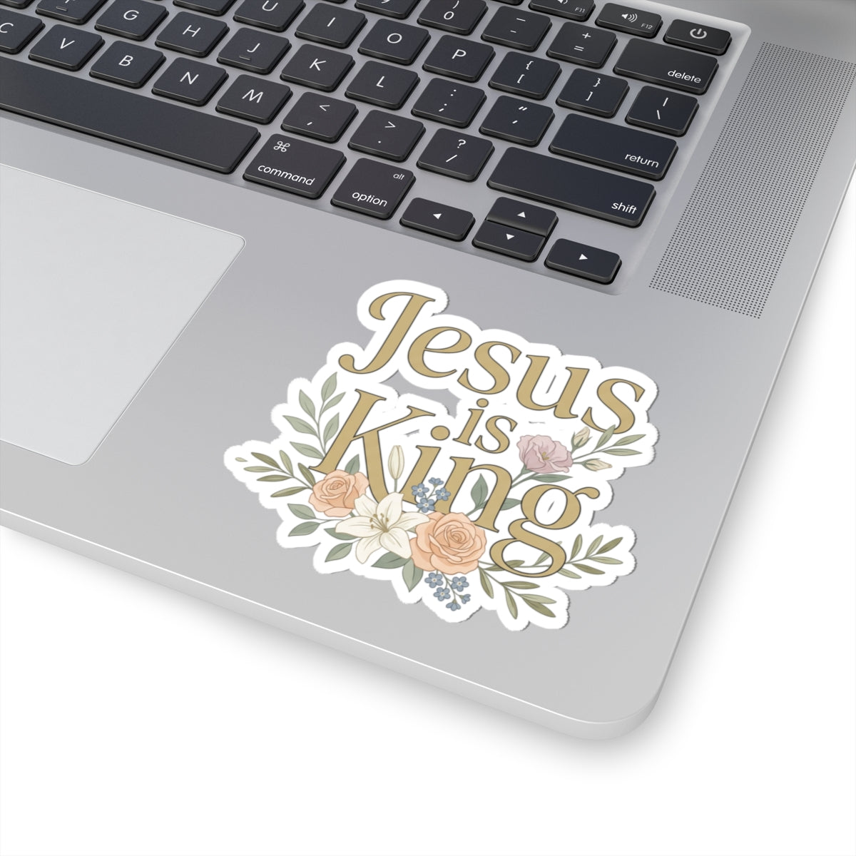 Floral "Jesus is King" Kiss-Cut Stickers