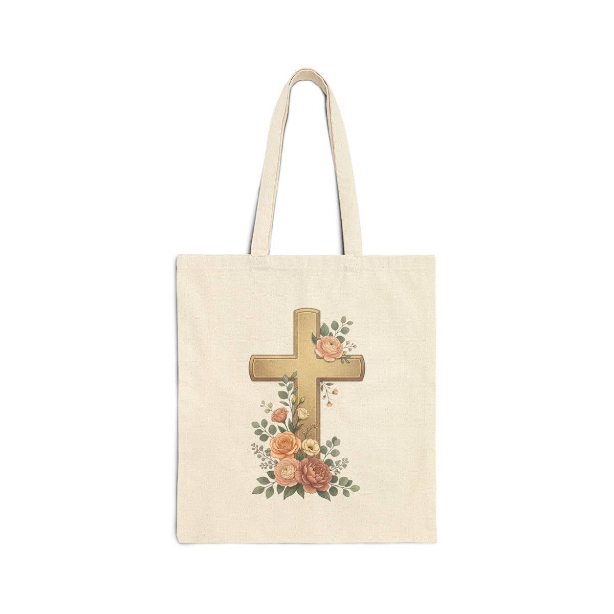 Jesus Is King Tote Bag | Floral Cross Christian Canvas Tote