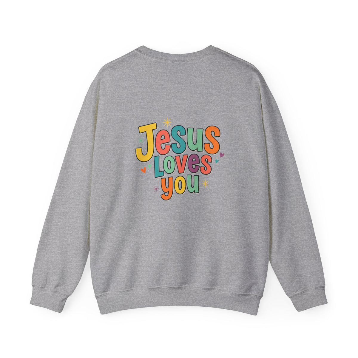 Jesus Loves You Crewneck Sweatshirt | Colorful Retro Faith Design