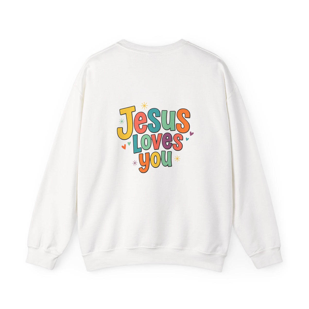 Jesus Loves You Crewneck Sweatshirt | Colorful Retro Faith Design