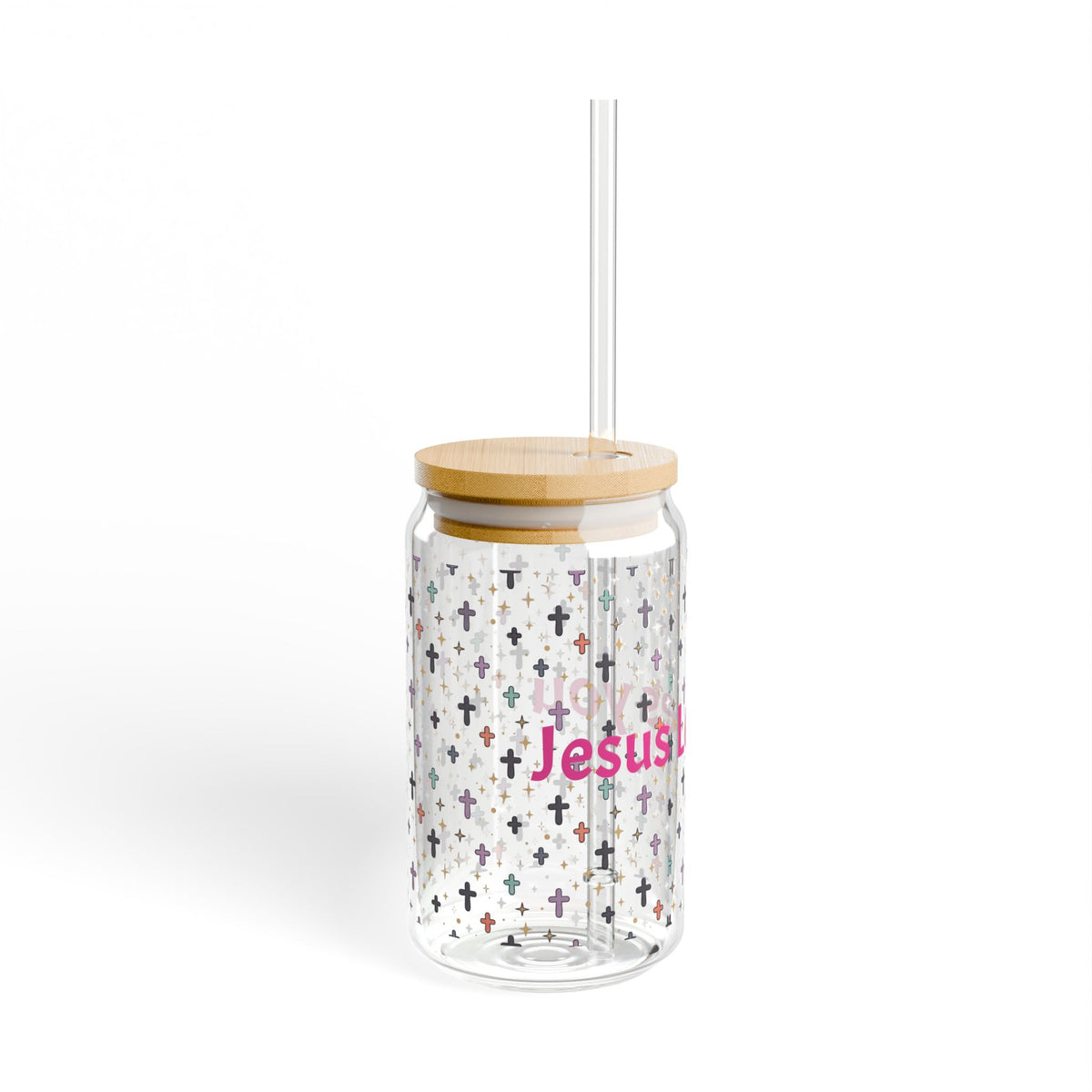 Jesus Loves You Sipper Glass | 16oz Cross Pattern Tumbler