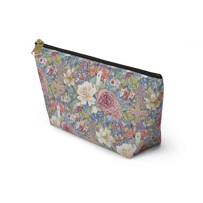 Accessory Pouch w T-bottom, Vintage, Floral, Christain