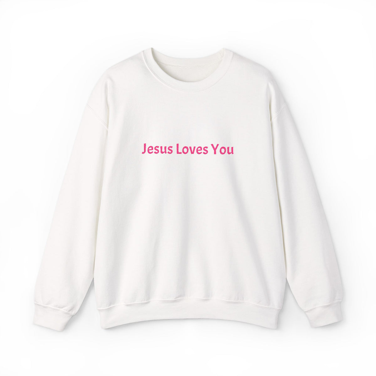 Jesus Loves You Embroidered Crewneck Sweatshirt | Religious Faith Tee, Christian Clothing