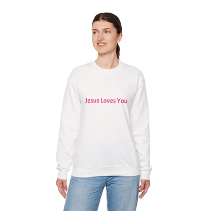 Jesus Loves You Embroidered Crewneck Sweatshirt | Religious Faith Tee, Christian Clothing