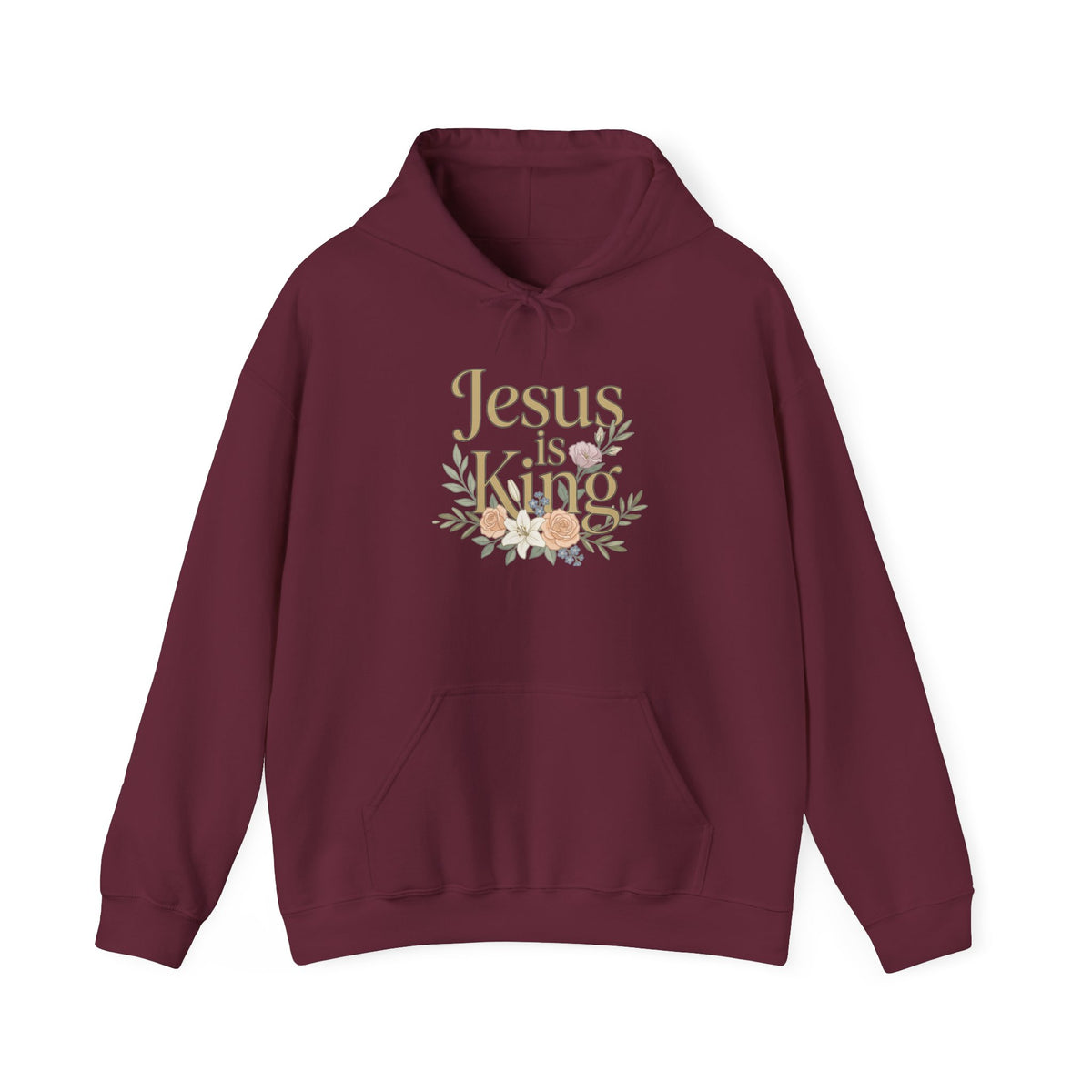 Jesus Is King Hoodie | Floral Script Christian Sweatshirt