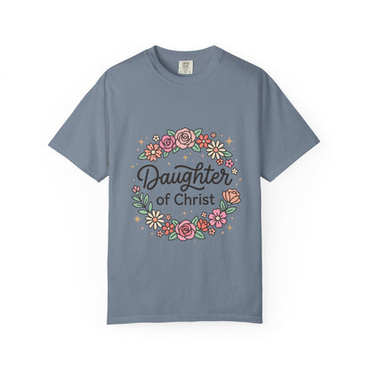 Daughter of Christ floral wreath T-shirt | Christian faith tee