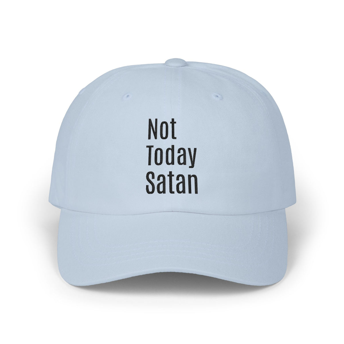Not Today Satan Dad Cap — Embroidered Cross Baseball Hat Christian