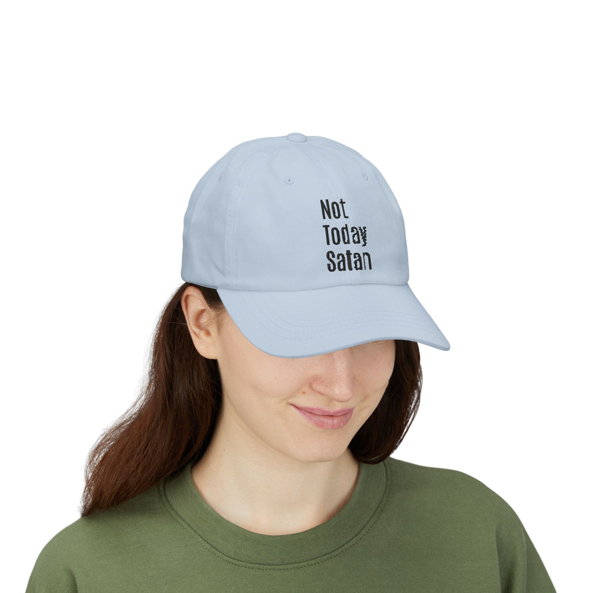 Not Today Satan Dad Cap — Embroidered Cross Baseball Hat Christian