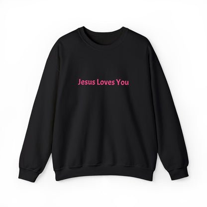Jesus Loves You Embroidered Crewneck Sweatshirt | Religious Faith Tee, Christian Clothing
