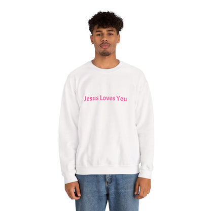 Jesus Loves You Embroidered Crewneck Sweatshirt | Religious Faith Tee, Christian Clothing