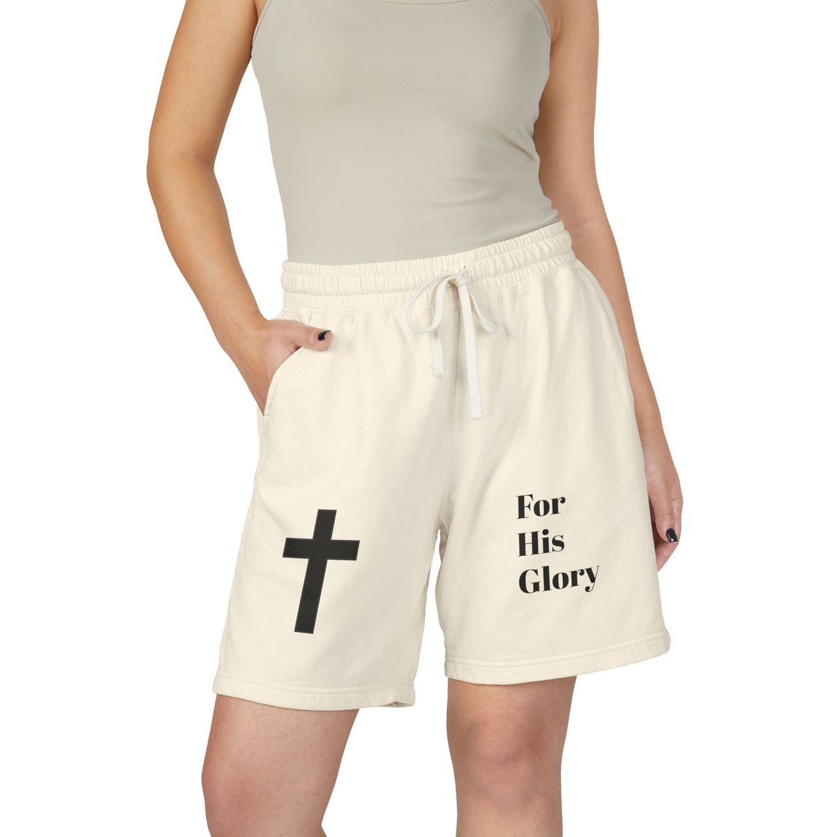 For His Glory Sweat Shorts | Cross Graphic Christian Shorts