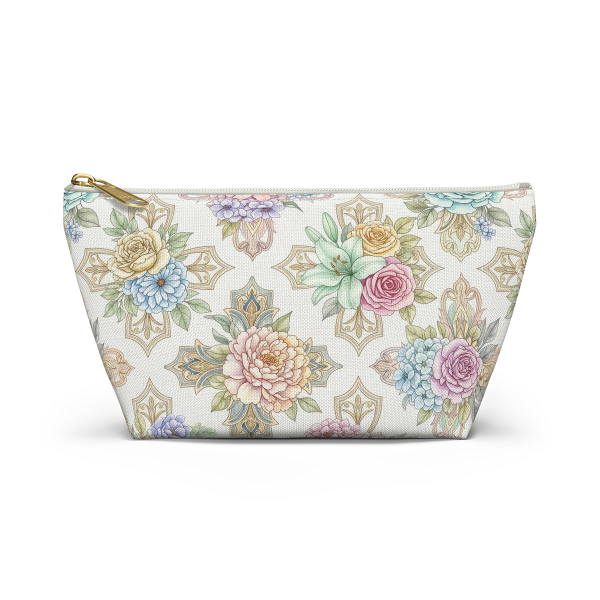 Floral Medallion Accessory Pouch — T‑Bottom Cosmetic Bag, Christian