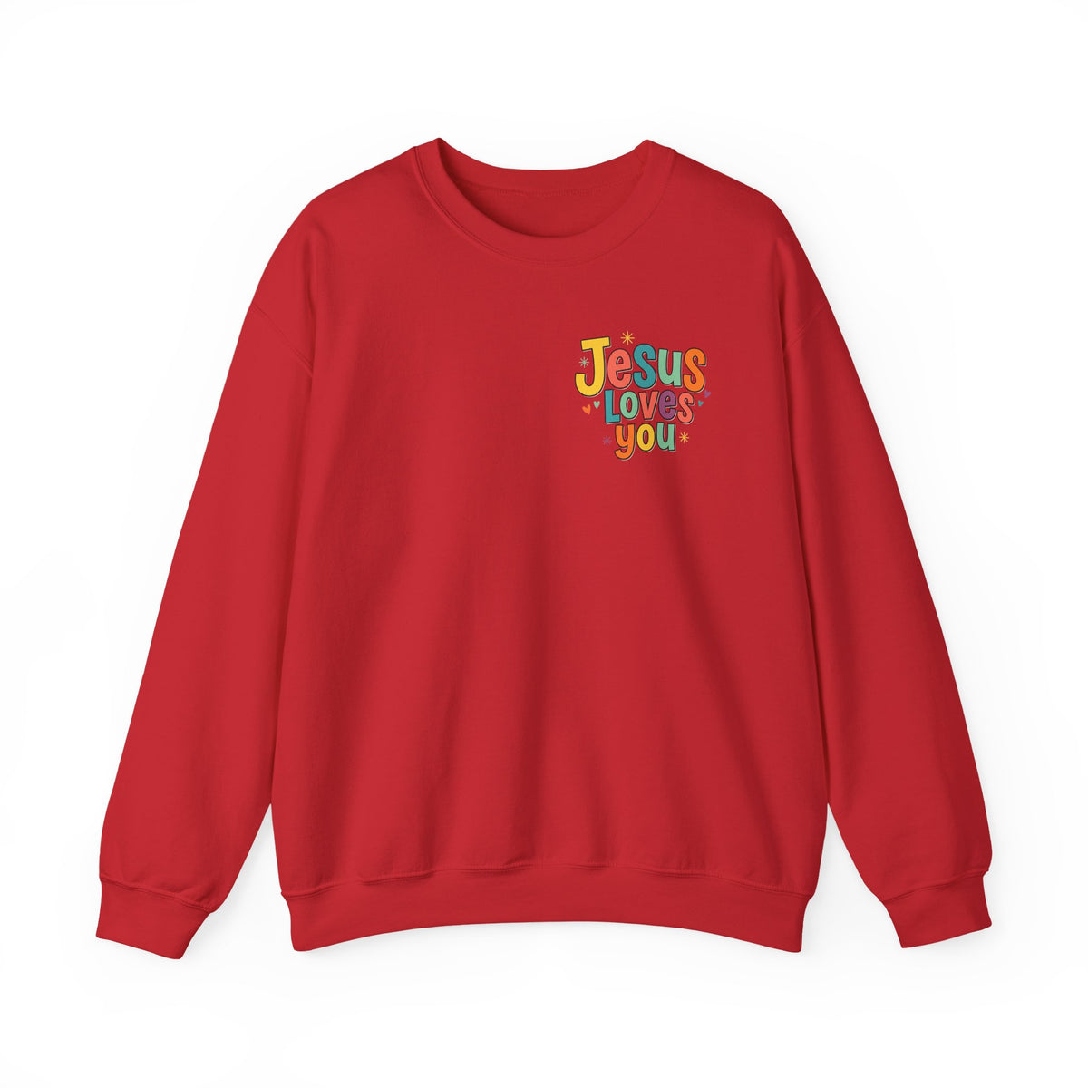 Jesus Loves You Crewneck Sweatshirt | Colorful Retro Faith Design