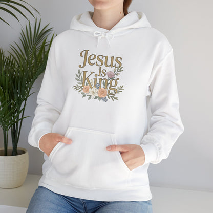Jesus Is King Hoodie | Floral Script Christian Sweatshirt