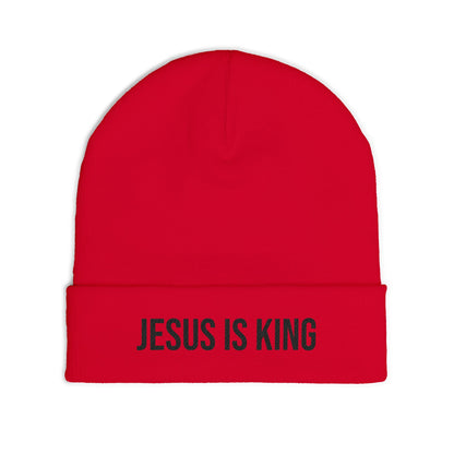 Jesus Is King Knit Beanie — Embroidered Christian Winter Hat