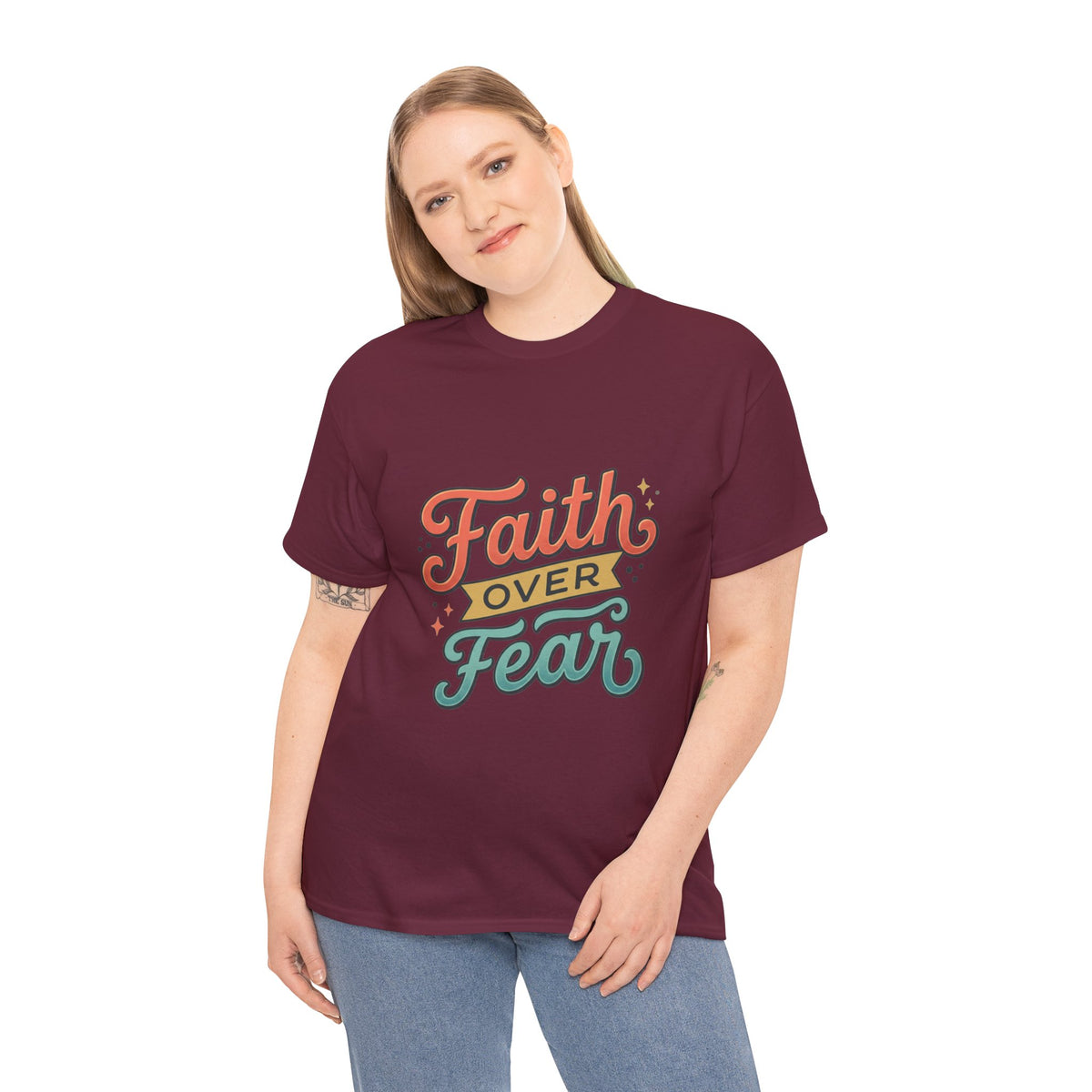 Faith Over Fear T-Shirt | Inspirational Christian Typography