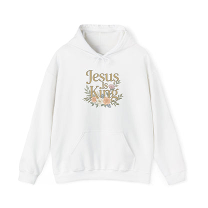 Jesus Is King Hoodie | Floral Script Christian Sweatshirt