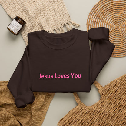 Jesus Loves You Embroidered Crewneck Sweatshirt | Religious Faith Tee, Christian Clothing